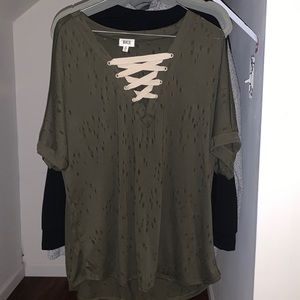 Shirt sleeve sheer top